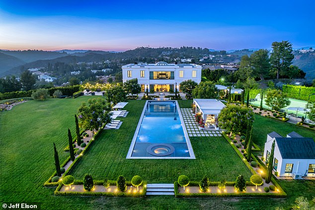An aerial view of the stunning 17,254-square-foot estate in Los Angeles