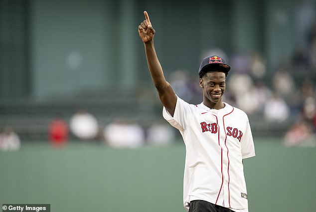 Dybantsa, who has deals with Nike, Red Bull and Fanatics, throws the first pitch at the Red Sox