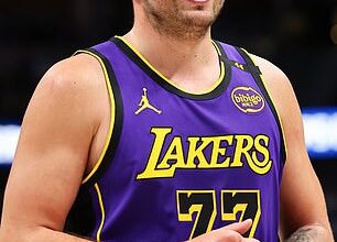 Luka Doncic (pictured in February) has undergone a stunning transformation this offseason