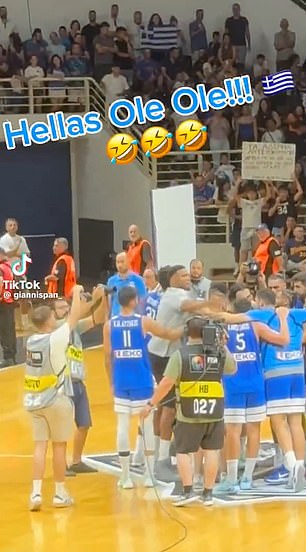 Antetokounmpo was not involved in the game but offered support to his national teammates