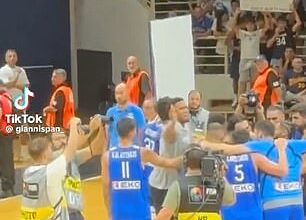 Bucks star Giannis Antetokounmpo was seen hitting one of his Greece teammates on Saturday