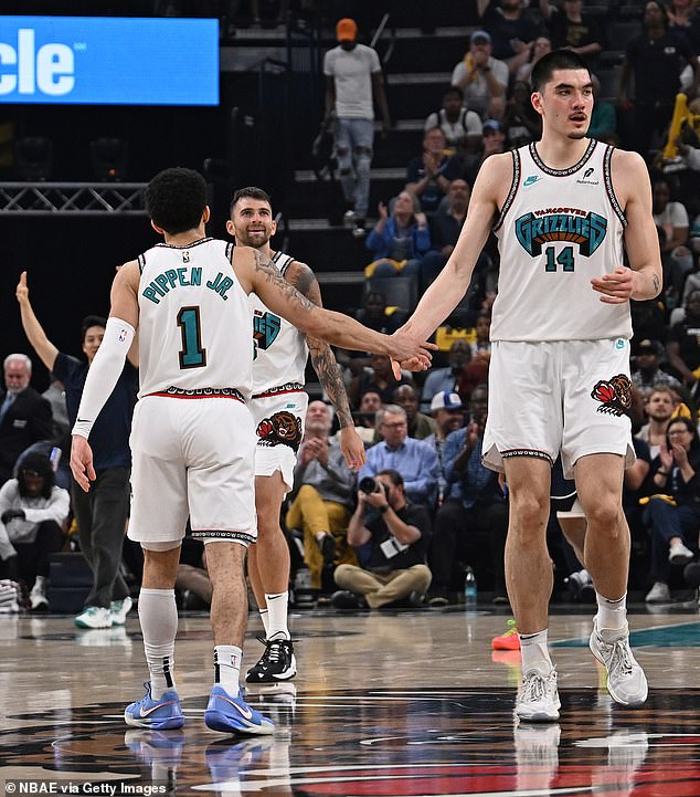 Zach Edey is pictured alongside Memphis Grizzlies teammate Scottie Pippen Jr.