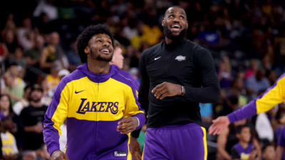 NBA Legend LeBron James share a heartfelt moment with his son Bronny James during their off-season Golf trip