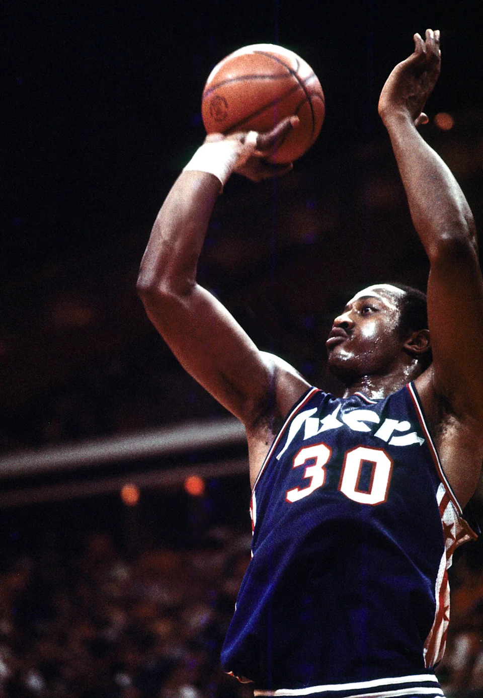 Unknown date; Atlanta, GA, USA; FILE PHOTO; Philadelphia 76ers forward George McGinnis (30) in action against the Atlanta Hawks at The Omni. Mandatory Credit: Manny Rubio-USA TODAY Sports
