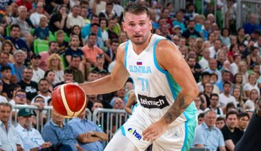 LOOK: Lakers' Luka Dončić limps off court after cooking Latvia in EuroBasket warm-up game for Slovenia
