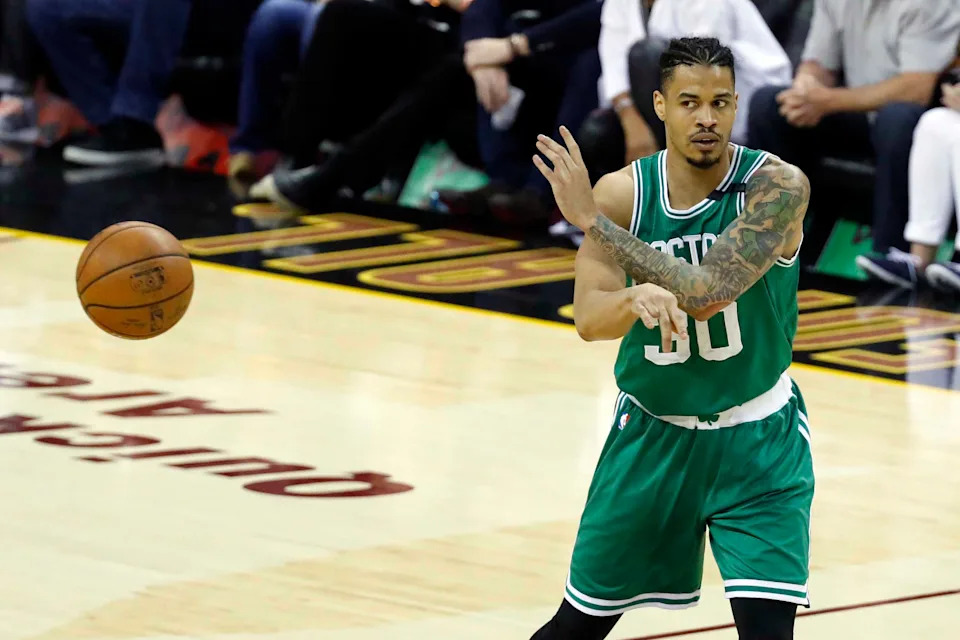 May 21, 2017; Cleveland, OH, USA; Boston Celtics forward Gerald Green (30) passes during the first half against Cleveland Cavaliers in game three of the Eastern conference finals of the NBA Playoffs at Quicken Loans Arena. Mandatory Credit: Rick Osentoski-USA TODAY Sports