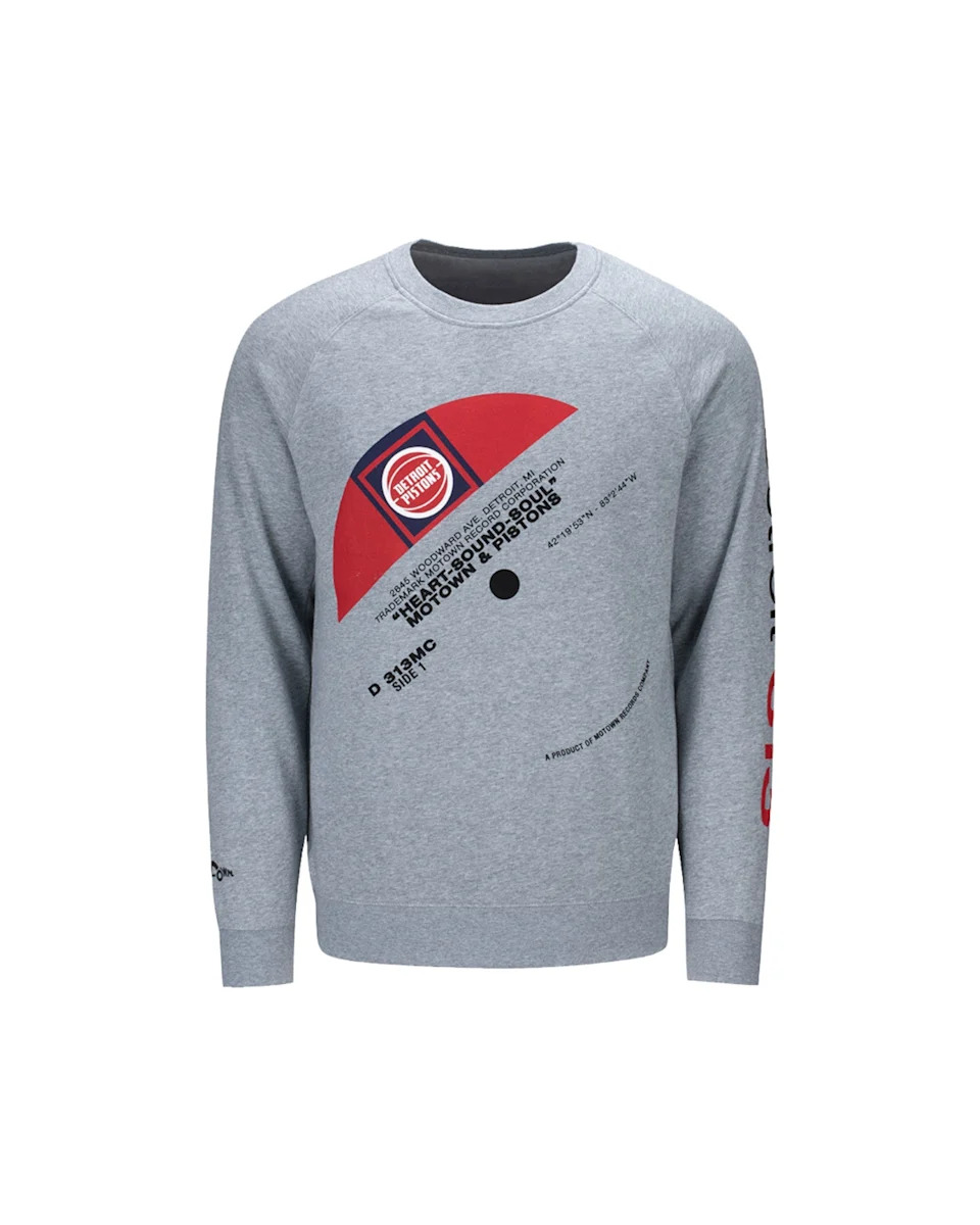 Pistons x Motown Vinyl Record Gray Crewneck Sweatshirt