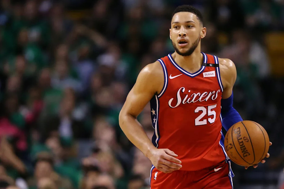 BOSTON, MA - APRIL 30: Ben Simmons #25 of the Philadelphia 76ers dribbles against the Boston Celtics during the second quarter of Game One of Round Two of the 2018 NBA Playoffs at TD Garden on April 30, 2018 in Boston, Massachusetts. (Photo by Maddie Meyer/Getty Images)