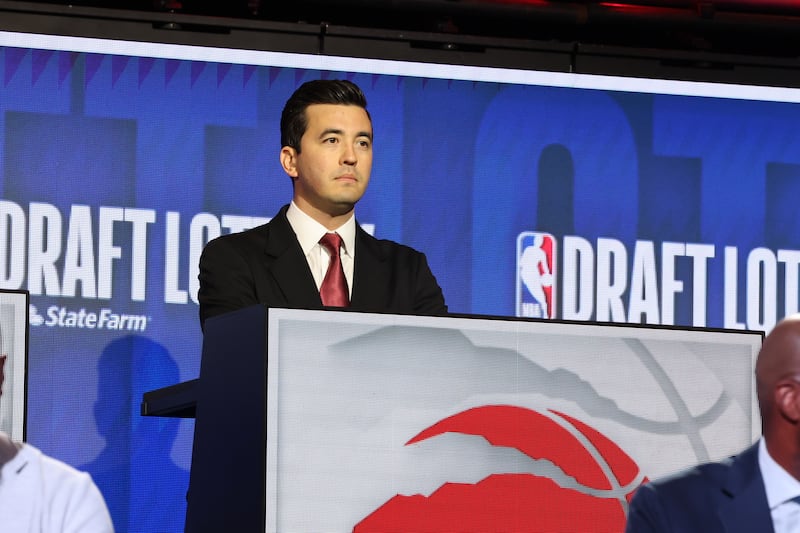 CHICAGO,IL - MAY 16: General Manager Bobby Webster represents the Toronto Raptors during the 2023 NBA Draft Lottery at McCormick Place on May 16, 2023 in Chicago, Illinois. NOTE TO USER: User expressly acknowledges and agrees that, by downloading and or using this photograph, user is consenting to the terms and conditions of the Getty Images License Agreement. Mandatory Copyright Notice: Copyright 2023 NBAE (Photo by Jeff Haynes/NBAE via Getty Images)