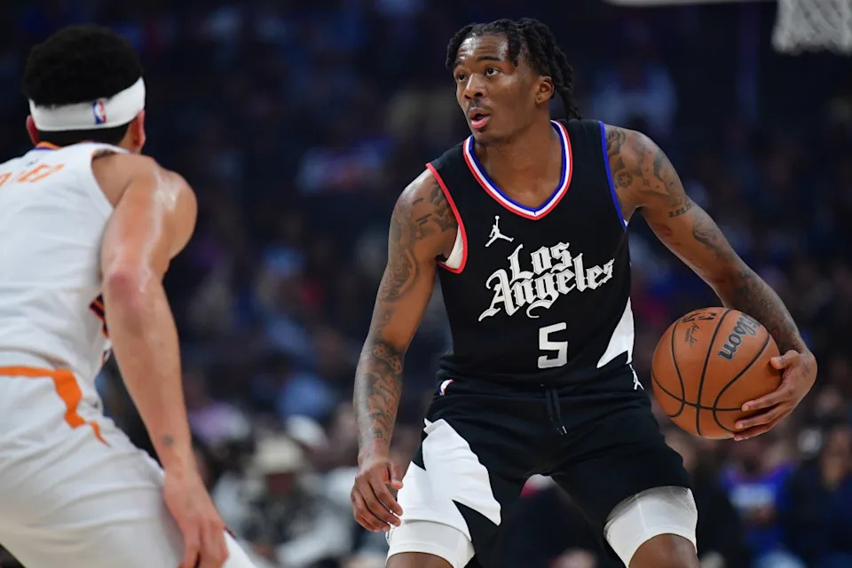 Los Angeles Clippers guard Bones Hyland (5)© Gary A&period; Vasquez-USA TODAY Sports