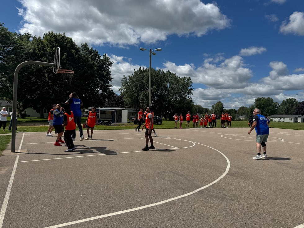 The second half of game one at the Sun Prairie City vs Kids basketball competition