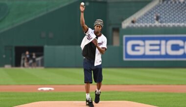 Tre Johnson threw out the first pitch for the Nationals