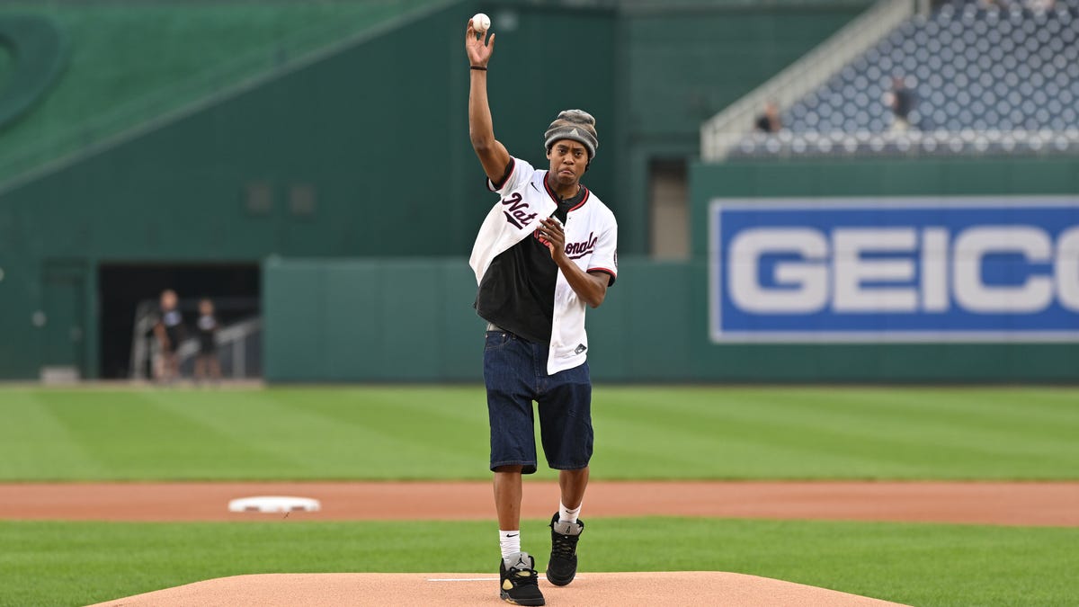 Tre Johnson threw out the first pitch for the Nationals