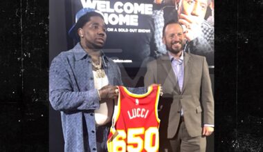 YFN Lucci Gets Honorary Atlanta Hawks Jersey During Welcome Back Concert