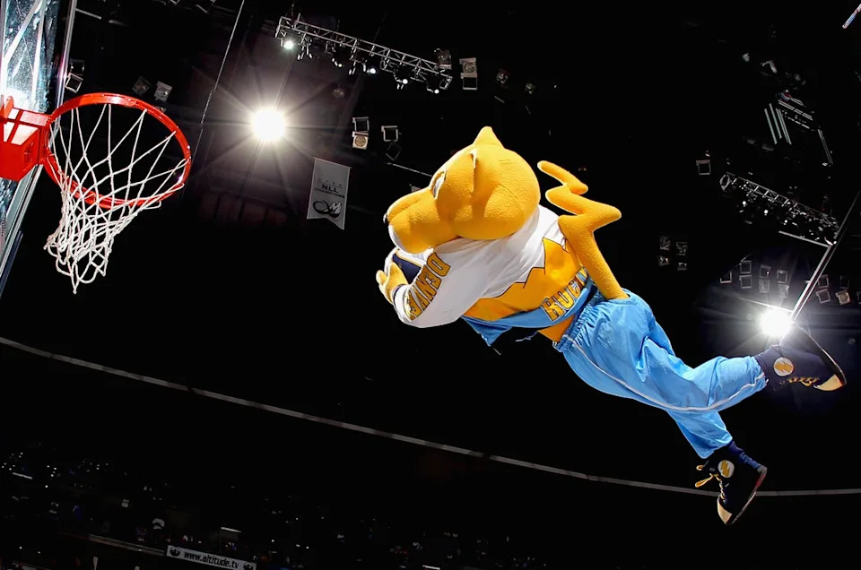 The longtime mascot of the Denver Nuggets is suing the NBA team’s parent company, claiming wrongful termination after he underwent hip replacement surgery. (Getty Images)