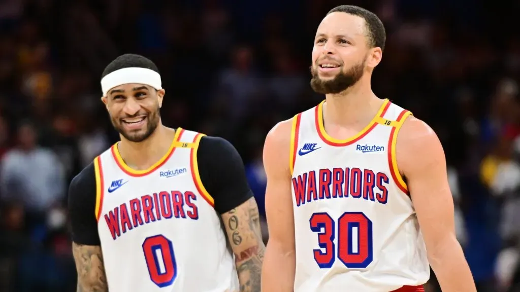 Stephen Curry and Gary Payton II playing for Golden State Warriors