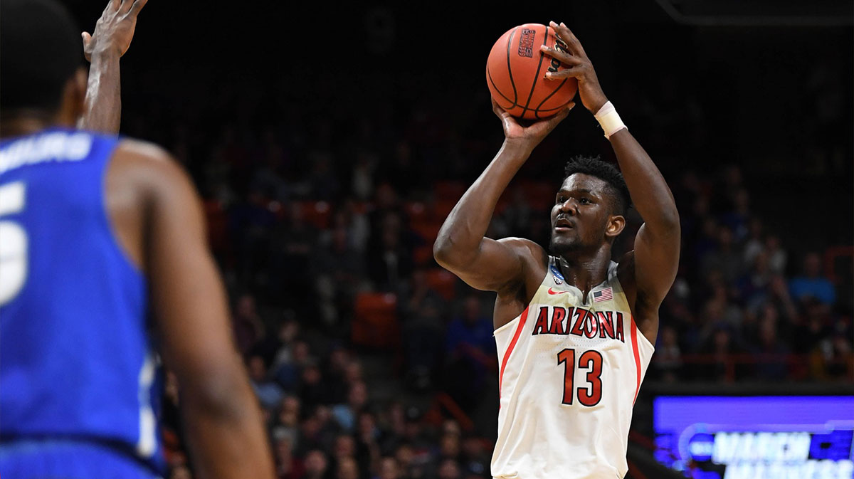 Arizona Wildcats forward Deandre Ayton (13) shoots in the second half against the Buffalo Bulls during the first round of the 2018 NCAA Tournament at Taco Bell Arena.