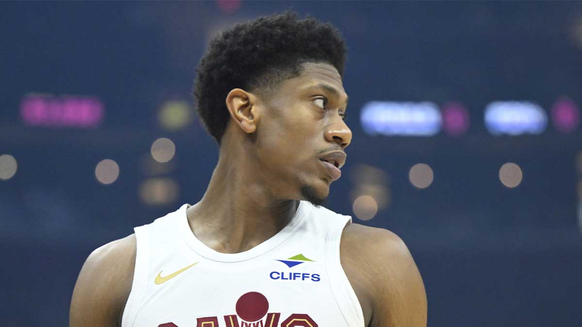 Cleveland Cavaliers forward De'Andre Hunter (12) stands on the court in the first quarter against the Minnesota Timberwolves at Rocket Mortgage FieldHouse.