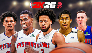 New Orlean Pelicans NBA 2K26 ratings that are 100% wrong. Trey Murphy III, Zion Williamson, Jordan Poole, Yves Missi, Dejounte Murray in the Pelicans jersey with the 2k26 logo at the top with a single question mark in the whole creative.