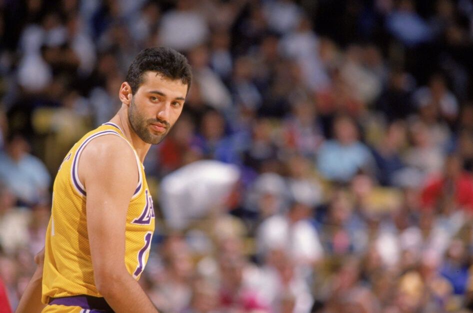 Los Angeles Lakers center Vlade Divac poses in 1989
