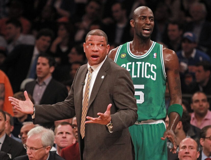 Doc Rivers and Kevin Garnett during their time with Boston Celtics.