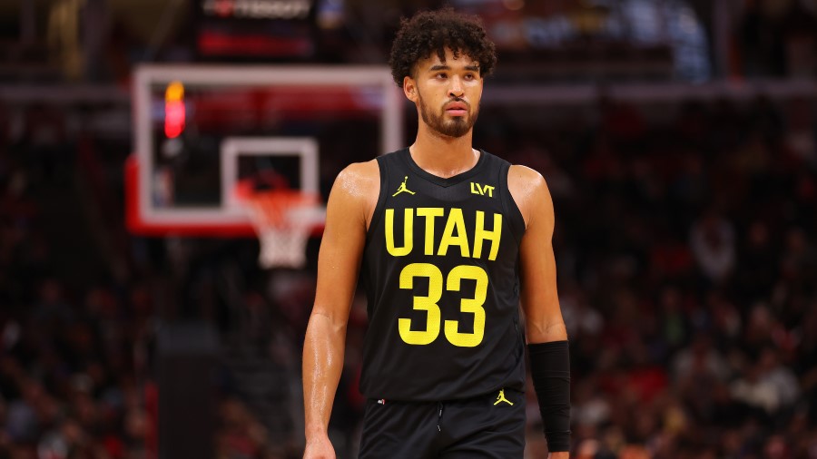 Johnny Juzang #33 of the Utah Jazz