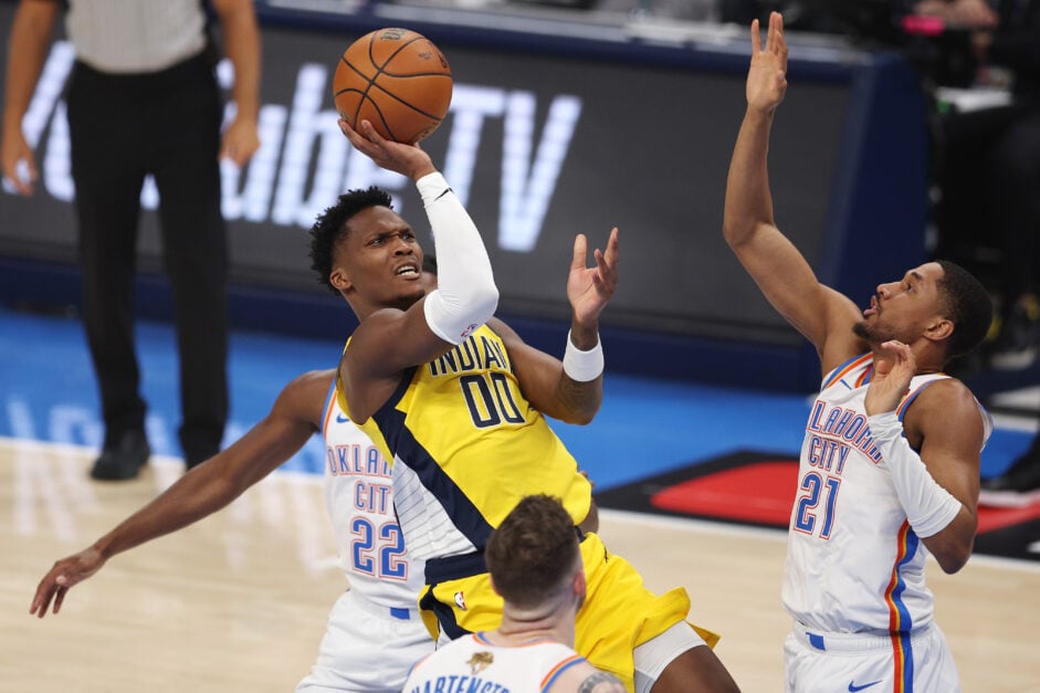 Bennedict Mathurin during the 2025 NBA Finals - Game Five