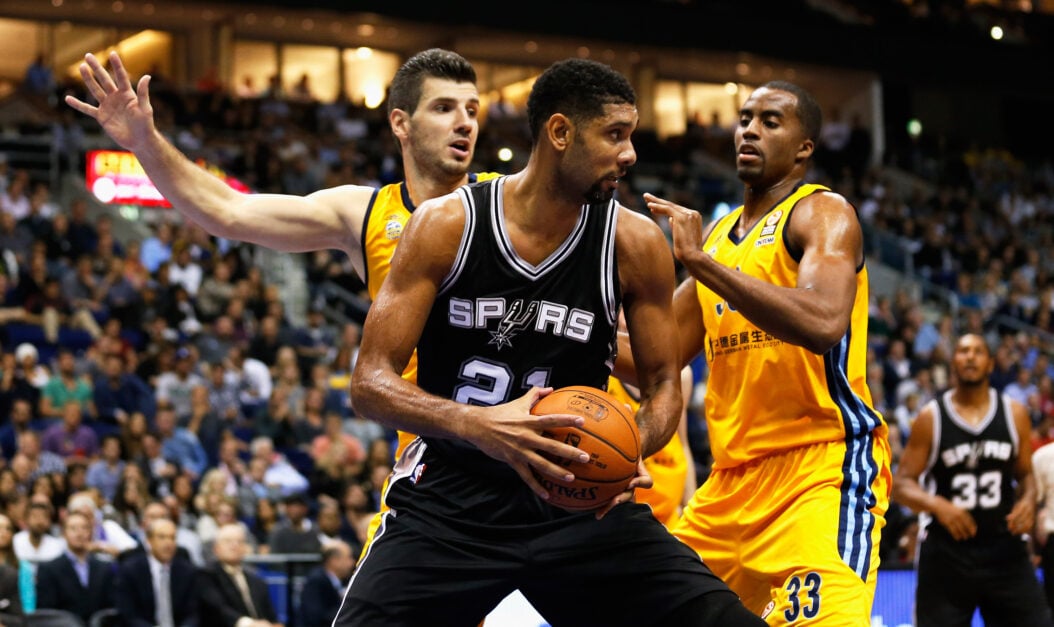 Tim Duncan playing for the San Antonio Spurs back in 2014.