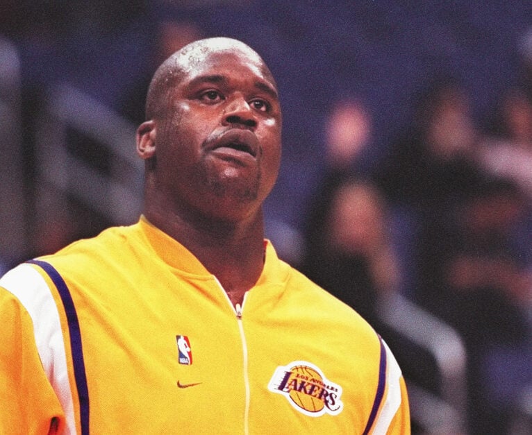 Shaquille O'Neal during pregame warmups prior to game against Cleveland Cavaliers at Staples Center.