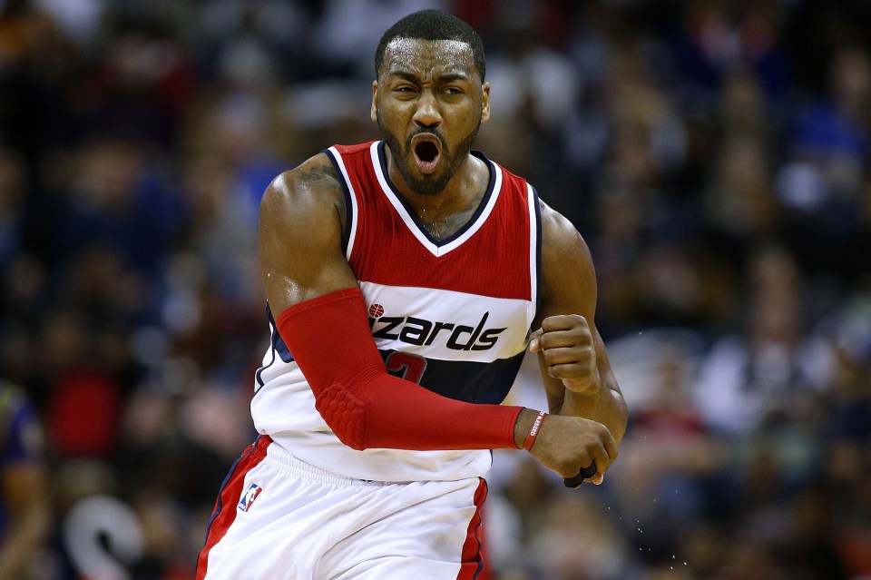 NEW ORLEANS, LA - JANUARY 29: John Wall #2 of the Washington Wizards reacts after scoring during the first half of a game against the New Orleans Pelicans at the Smoothie King Center on January 29, 2017 in New Orleans, Louisiana. NOTE TO USER: User expressly acknowledges and agrees that, by downloading and or using this photograph, User is consenting to the terms and conditions of the Getty Images License Agreement. (Photo by Jonathan Bachman/Getty Images)