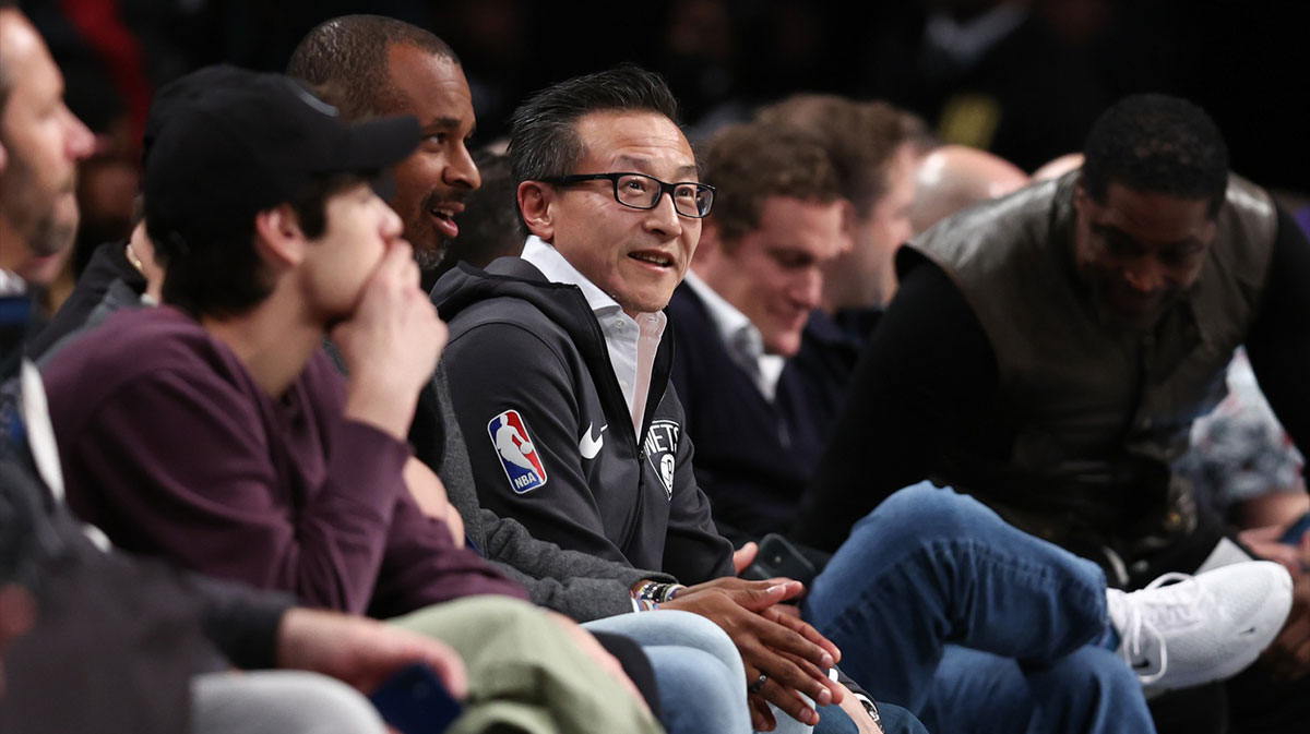 Brooklyn Nets owner Joe Tsai looks on during the first half of the game between the Nets and the Phoenix Suns at Barclays Center.