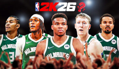 Anthony Davis, Kyrie Irving, Cooper Flagg, Dereck Lively II and Klay Thompson in Mavericks jersey with 2k26 logo at the top with a question mark? Dallas Mavericks NBA 2K26 ratings that are 100% wrong