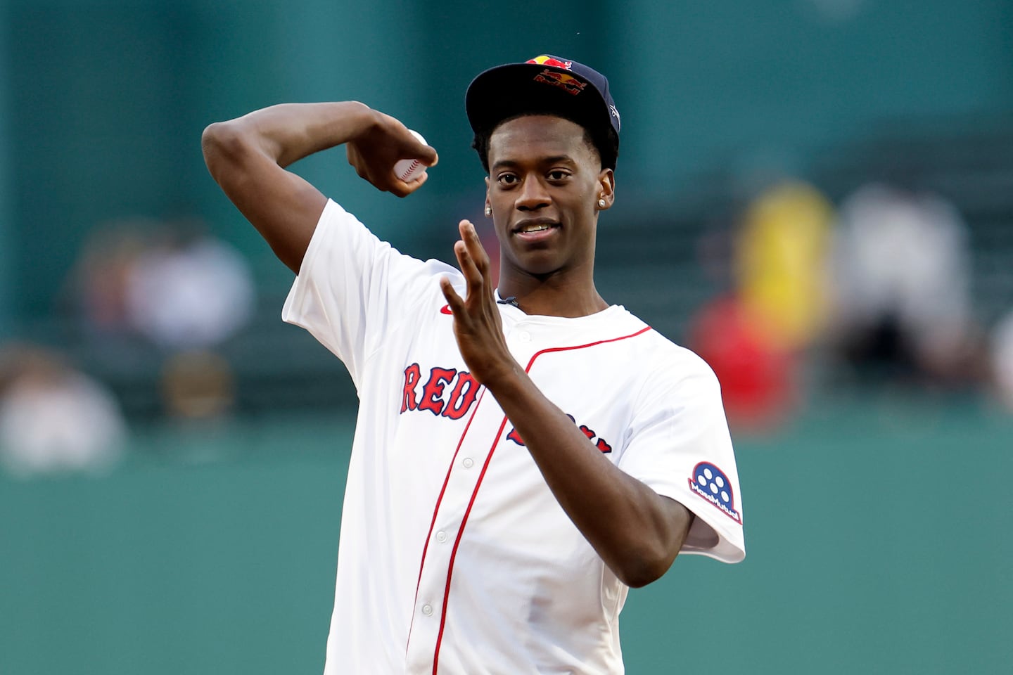 Brockton native AJ Dybantsa has embraced his celebrity, throwing out the first pitch at Fenway Park July 10.