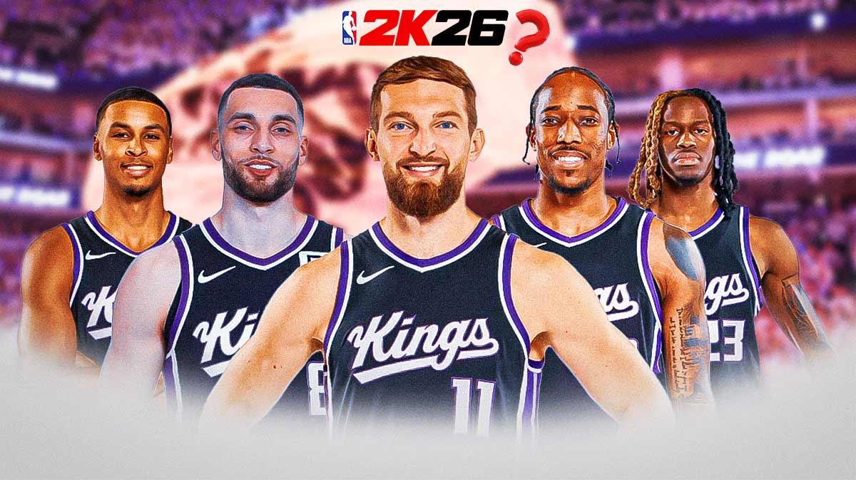 Utah Jazz NBA 2K26 ratings that are 100% wrong. Lauri Markkanen, Walker Kessler, Keyonte George, Kyle Filipowski, Taylor Hendricks in the Jazz jersey with the 2K26 logo at the top with a single question mark.