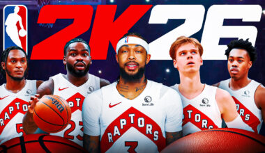 Miami Heat NBA 2K26 ratings that are 100% wrong. Jaime Jaquez Jr., Andrew Wiggins, Norman Powell, Tyler Herro and Bam Adebayo in the Heat jersey with 2k26 logo on the top with a single question mark.