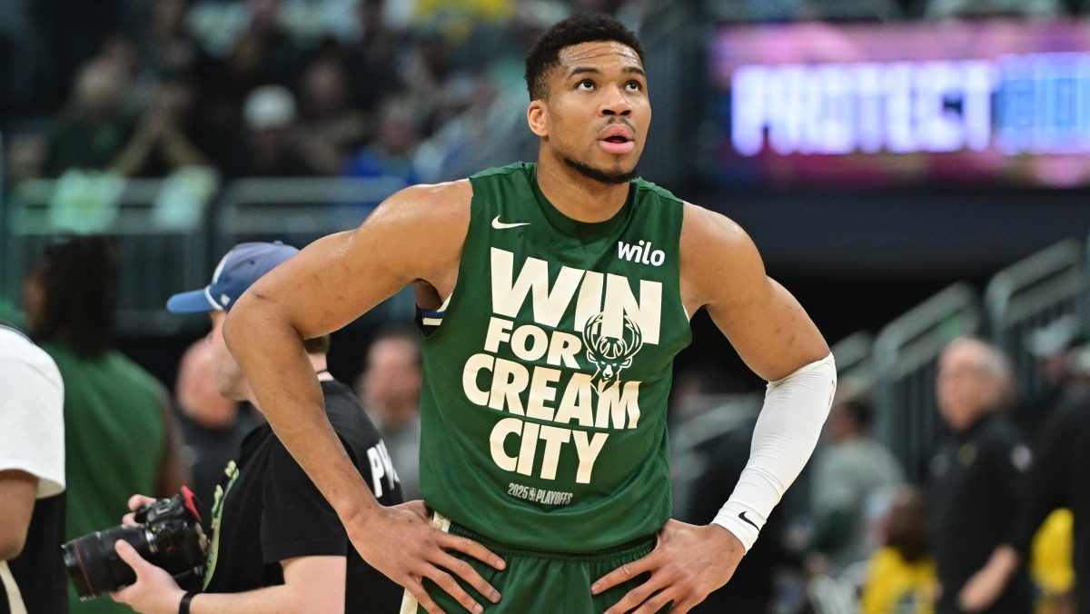 Milwaukee Bucks forward Giannis Antetokounmpo (34) gets ready to play Indiana Pacers during game four of first round for the 2024 NBA Playoffs at Fiserv Forum.