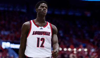 Jan 14, 2025; Syracuse, New York, USA; Louisville Cardinals assistant coaches Brian Kloman (standing) and Mike Cassidy give instructions to forward Khani Rooths (9) and guard Reyne Smith (6) and forward James Scott (0) before entering the game in the second half against the Syracuse Orange at the JMA Wireless Dome. Mandatory Credit: Mark Konezny-Imagn Images