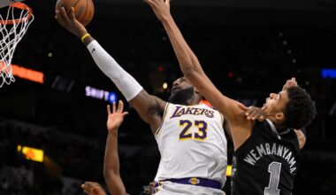 Anthony Davis, LeBron James lead Lakers past Spurs 120-115 to open NBA Cup title defense