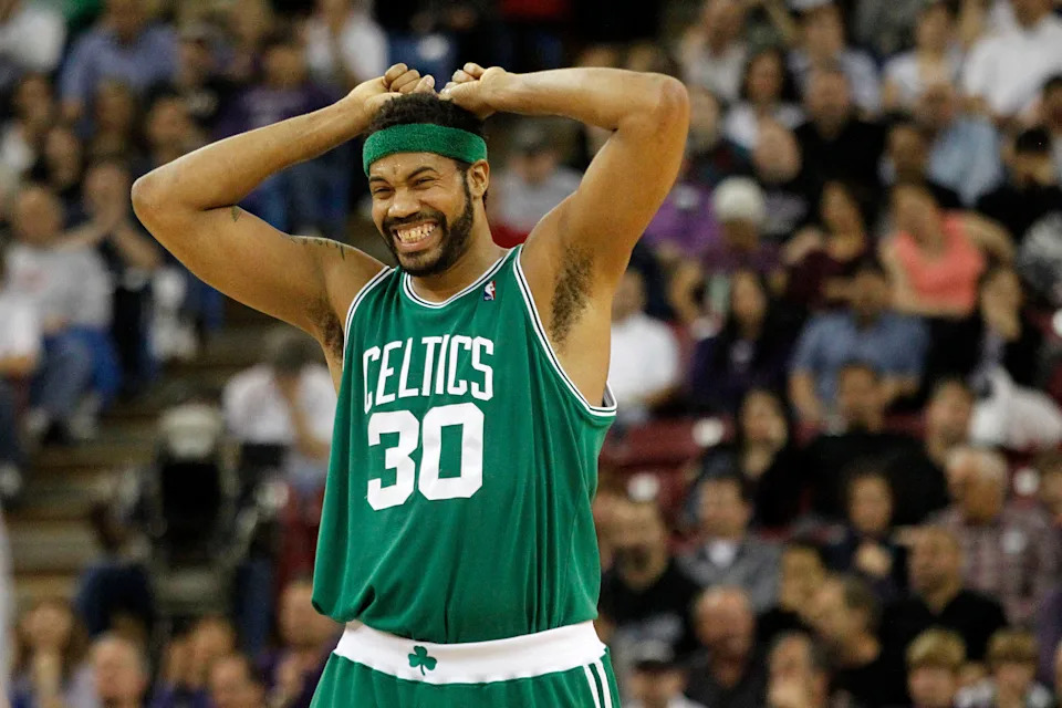 February 16, 2010; Sacramento, CA, USA; Boston Celtics forward Rasheed Wallace (30) reacts to a missed shot against the Sacramento Kings in the second half at Arco Arena. The Celtics defeated the Kings 95-92. Mandatory Credit: Cary Edmondson-USA TODAY Sports