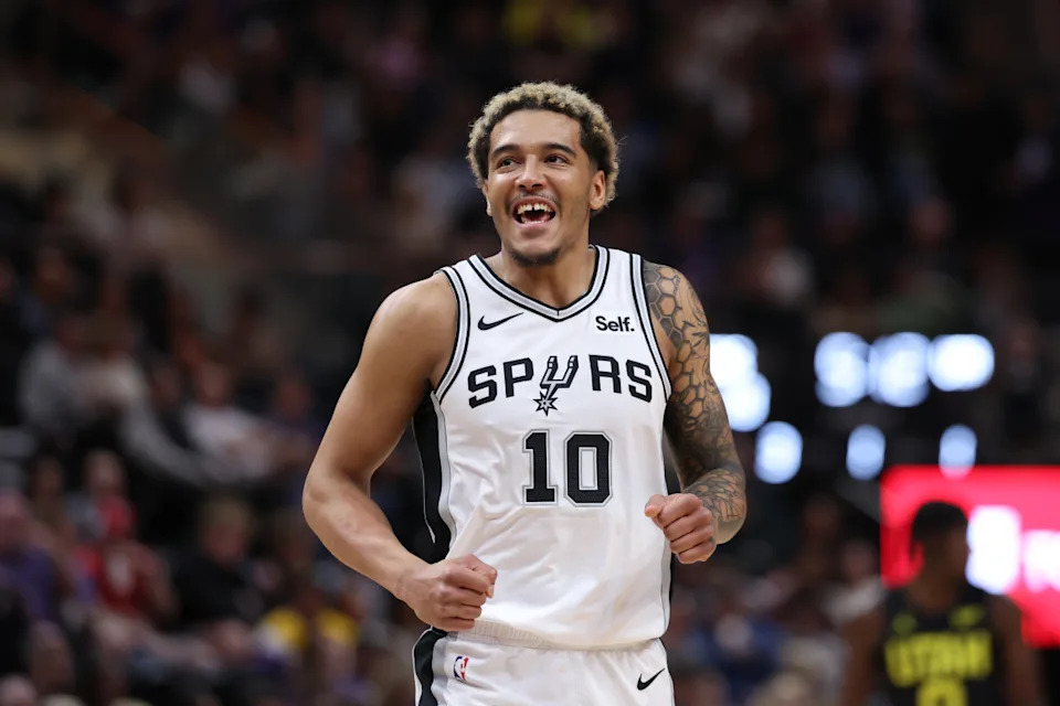 San Antonio Spurs forward Jeremy Sochan (10)© Rob Gray-Imagn Images