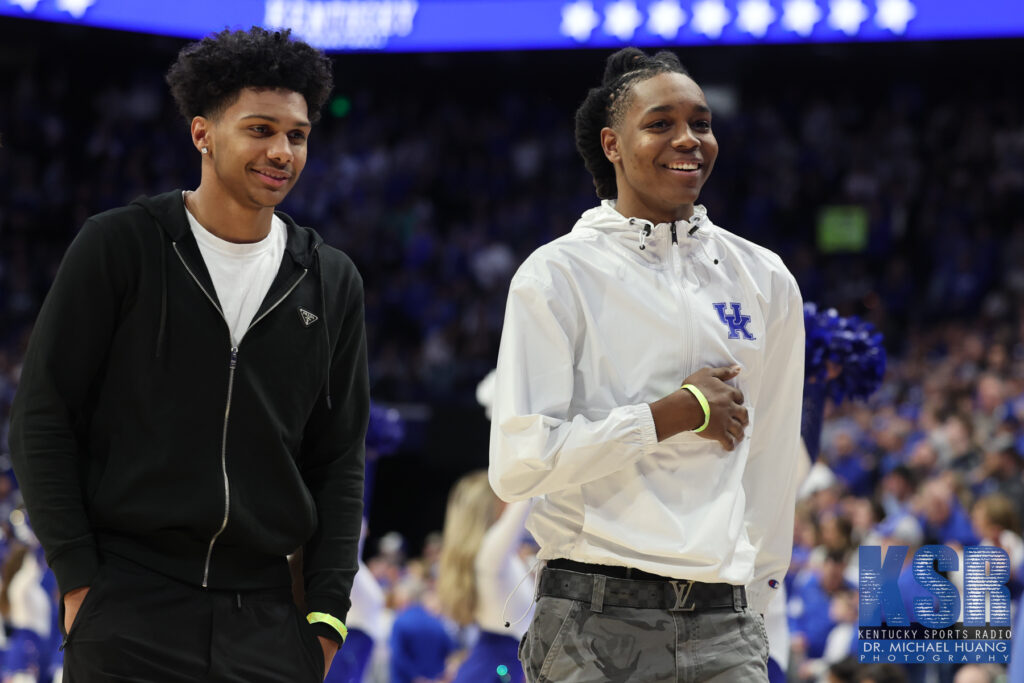 Jasper Johnson and former Kentucky signee Acaden Lewis are introduced at Rupp Arena - Dr. Michael Huang, Kentucky Sports Radio