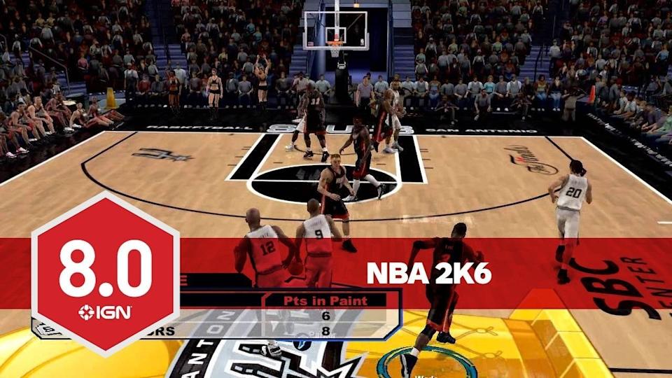 <a href="http://www.ign.com/articles/2005/09/27/nba-2k6-2" rel="nofollow noopener" target="_blank" data-ylk="slk:Reviewed by Craig Beridon;elm:context_link;itc:0;sec:content-canvas" class="link ">Reviewed by Craig Beridon</a><br>26 September 2005<br>Graphically, this is a top notch sports title. Players all look identical to their real life counterparts, and at times, 2K6 can be the smoothest, most realistic hoops game on store shelves. With the loss of the NFL series, 2K and Visual Concepts seemed to have more time to definitively enhance NBA, but the gameplay improvements were only moderate. One-on-one and street competitions are more enjoyable than the full court 5 on 5 league games, but any fan of console hoops should enjoy this one.