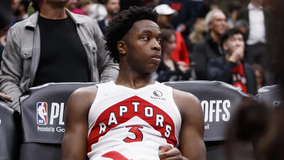 Raptors forward OG Anunoby has been heavily involved in trade rumours over the past month. (Photo by Cole Burston/Getty Images)