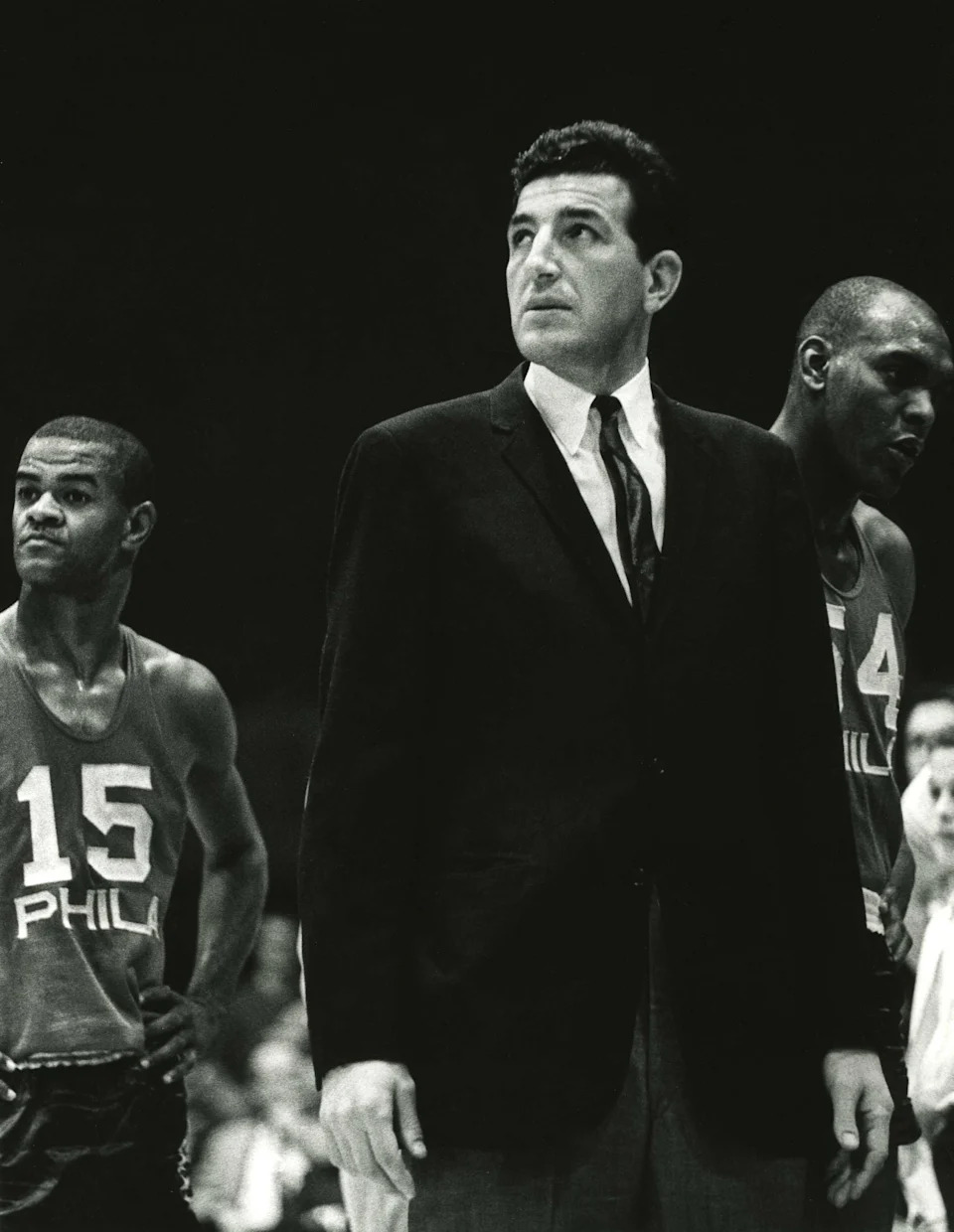Unknown date & location, USA: FILE PHOTO; Philadelphia 76ers head coach Dolph Schayes during the 1966 season. Mandatory Credit: Malcolm Emmons- USA TODAY Sports