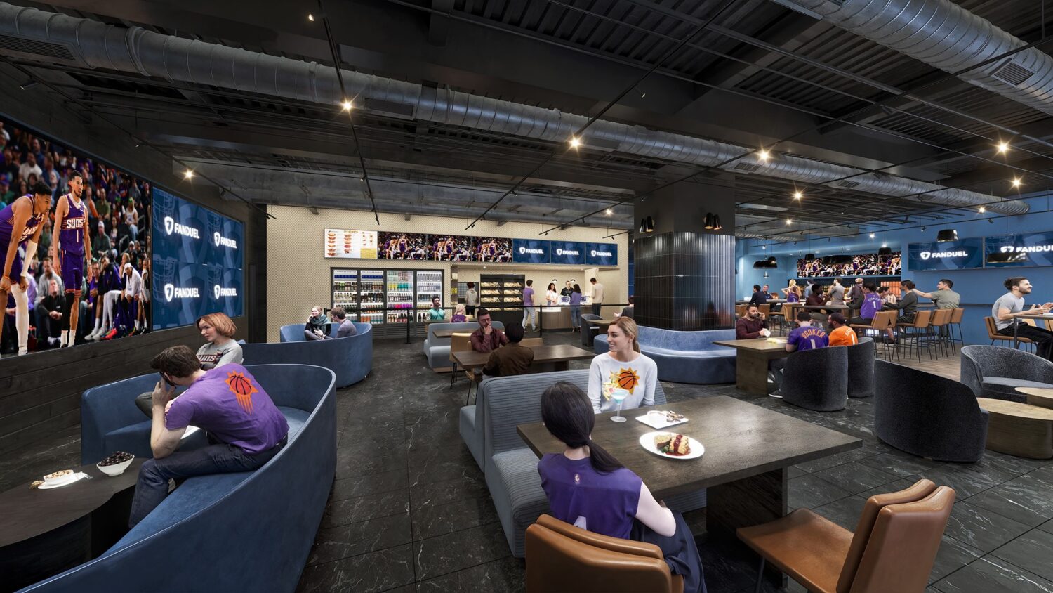 A rendering of the FanDuel Lounge for the Phoenix Suns at PHX Arena...