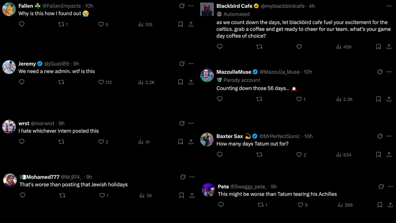 Image via Boston Celtics/X (screengrab) Fans-react-to-Boston-Celtics'-post