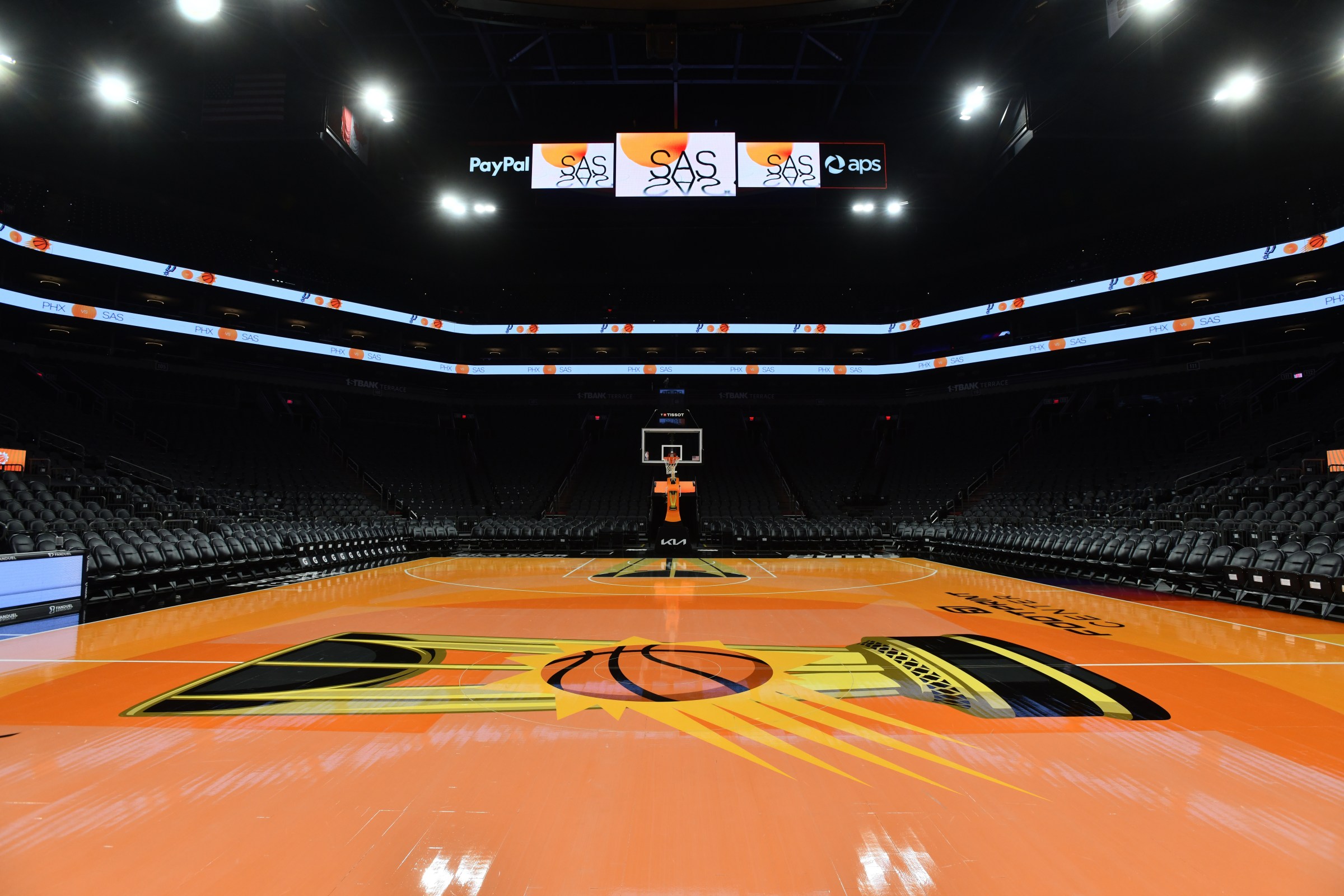PHOENIX, AZ - DECEMBER 3: A generic view of the court before the Emirates NBA Cup game between the San Antonio Spurs and Phoenix Suns during a Emirates NBA Cup game on December 3, 2024 at Footprint Center in Phoenix, Arizona. NOTE TO USER: User expressly acknowledges and agrees that, by downloading and or using this photograph, user is consenting to the terms and conditions of the Getty Images License Agreement. Mandatory Copyright Notice: Copyright 2024 NBAE (Photo by Barry Gossage/NBAE via Getty Images)