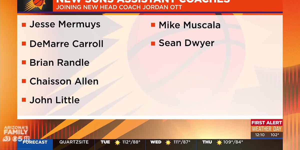 Jordan Ott finalizes staff for debut season as Phoenix Suns head coach