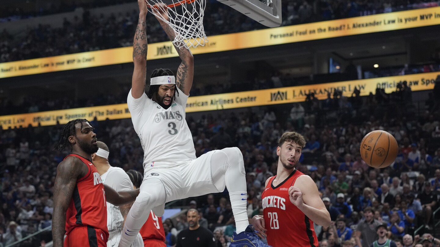Anthony Davis leads Mavericks past Rockets 116-105 in Mavs debut but leaves with lower-body injury