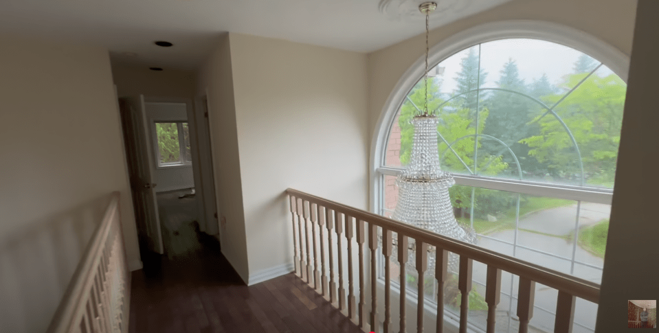 Natural light flooded the huge chandeliers